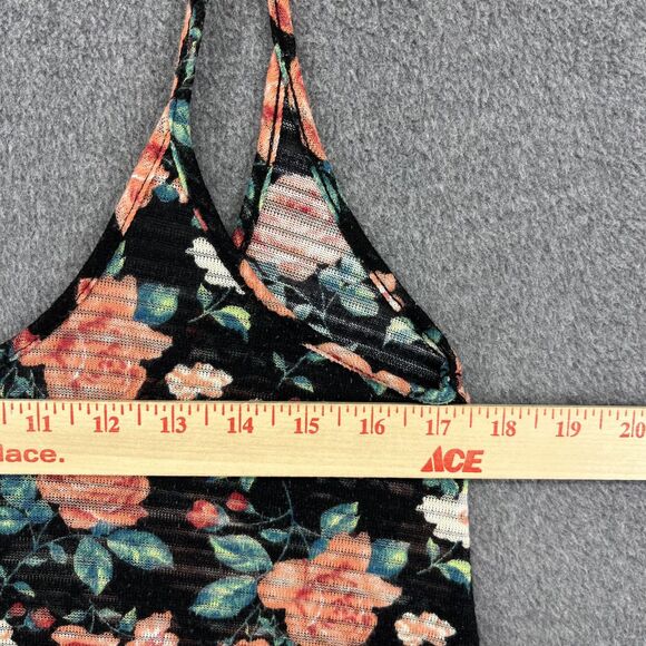Soprano Tank Top Womens Small Black Floral Rose Y2K Sleeveless Camisole USA - Picture 7 of 14